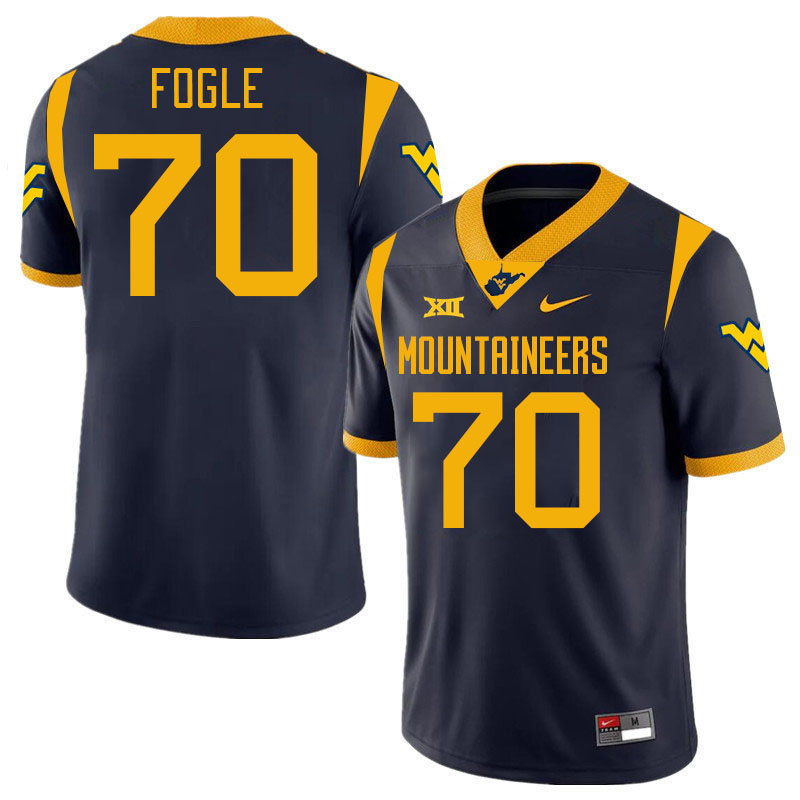 #70 Griffin Fogle West Virginia Mountaineers College 2024 New Uniforms Football Jerseys Stitched Sale-Navy